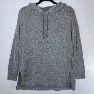 Lou & Grey LOFT Women's Size Small Gray Pullover Hoodie Soft Marled Sweater Slit